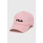 Bombažna bejzbolska kapa Fila roza barva - roza. Kapa s šiltom vrste baseball iz kolekcije Fila. Model izdelan iz tkanine z nalepko.