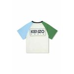 Otroška bombažna kratka majica Kenzo Kids bela barva - bela. Kratka majica iz kolekcije Kenzo Kids, izdelana iz tanke, elastične pletenine. Model iz zračne bombažne tkanine.