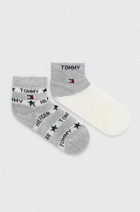 Otroške nogavice Tommy Hilfiger 2-pack siva barva - siva. Otroški Visoke nogavice iz kolekcije Tommy Hilfiger. Model izdelan iz elastičnega