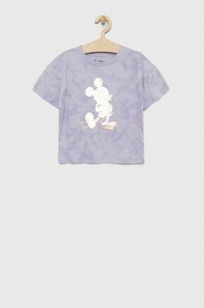 Otroška bombažna kratka majica GAP x Myszka Miki vijolična barva - vijolična. Kratka majica iz kolekcije GAP. Model izdelan iz tanke