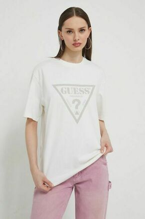 Bombažna kratka majica Guess Originals bež barva - bež. Kratka majica iz kolekcije Guess Originals
