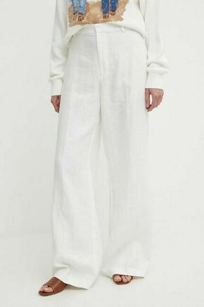Lanene hlače Polo Ralph Lauren bela barva