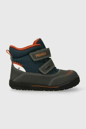 Otroški zimski škornji Primigi siva barva - siva. Zimski čevlji iz kolekcije Primigi. Delno podloženi model izdelan iz kombinacije sintetičnega in tekstilnega materiala.