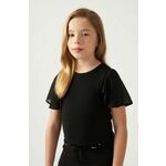 Otroška kratka majica Mayoral črna barva - črna. Otroške kratka majica iz kolekcije Mayoral. Model izdelan iz enobarvne pletenine.