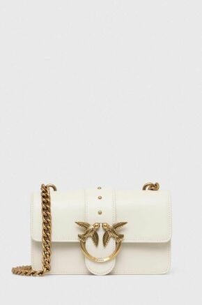 Usnjena torbica Pinko bela barva - bela. Majhna torbica iz kolekcije Pinko. Model na zapiranje