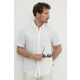 Lanena srajca Michael Kors bela barva - bela. Srajca iz kolekcije Michael Kors, izdelana iz enobarvne tkanine. Model iz zračnega lanenega materiala.