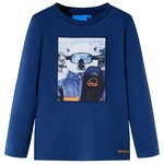 vidaXL Otroška majica z dolgimi rokavi potisk medveda džins modra 92
