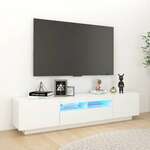 Greatstore TV omarica z LED lučkami bela 180x35x40 cm