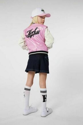 Otroška jakna Karl Lagerfeld roza barva - roza. Otroški Baseball jakna iz kolekcije Karl Lagerfeld. Nepodložen model