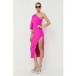 Obleka Nissa roza barva - roza. Obleka iz kolekcije Nissa. Model izdelan iz enobarvne tkanine. Izrazit model za posebne priložnosti.