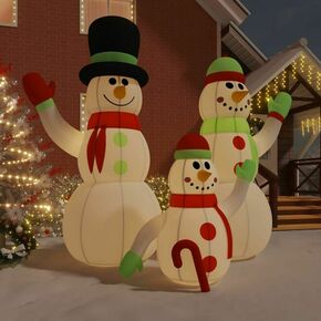 VidaXL Napihljiva družina snežakov z LED lučkami 500 cm