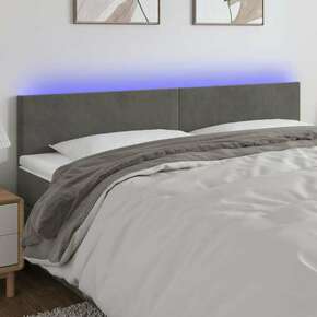 Greatstore LED posteljno vzglavje temno sivo 180x5x78/88 cm žamet