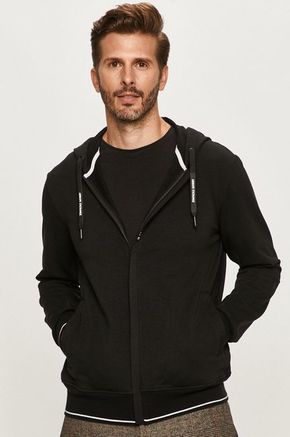 Armani Exchange pulover - črna. Pulover s kapuco iz kolekcije Armani Exchange. Model z zadrgo