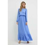 Svilena obleka Luisa Spagnoli RUNWAY COLLECTION 541114 - modra. Elegantna obleka iz kolekcije Luisa Spagnoli. Model izdelan iz fine svilene tkanine.