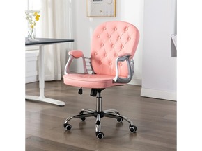 VIDAXL Vrtljiv pisarniški stol roza umetno usnje