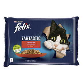Felix hrana za mačke Fantastic žepki z govedino in piščancem v želeju