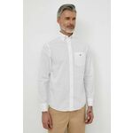 Bombažna srajca Gant moška, bela barva - bela. Srajca iz kolekcije Gant, izdelana iz enobarvne tkanine. Model iz zračne bombažne tkanine.
