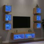 shumee Komplet TV omaric LED 8-delni sonoma hrast inženirski les