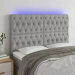 Greatstore LED posteljno vzglavje svetlo sivo 144x7x118/128 cm blago