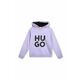 Otroški pulover HUGO vijolična barva, s kapuco - vijolična. Otroški pulover s kapuco iz kolekcije HUGO, izdelan iz udobne, rahlo elastične tkanine. Model iz zračne tkanine z visoko vsebnostjo bombaža.