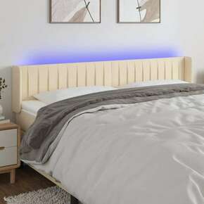 Greatstore LED posteljno vzglavje krem 183x16x78/88 cm blago