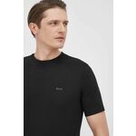 BOSS bombažna majica - črna. T-shirt iz zbirke BOSS. Model narejen iz tanka, rahlo elastična tkanina.
