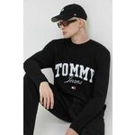 Pulover Tommy Jeans moški, črna barva - črna. Pulover iz kolekcije Tommy Jeans. Model izdelan iz srednje debele pletenine. Material z optimalno elastičnostjo zagotavlja popolno svobodo gibanja.