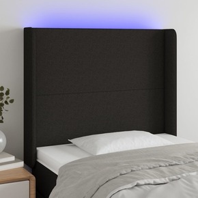 Vidaxl LED posteljno vzglavje črno 93x16x118/128 cm blago