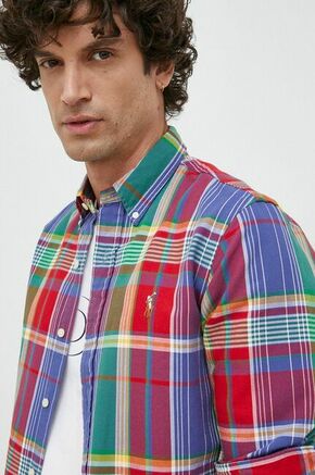 Bombažna srajca Polo Ralph Lauren moška - pisana. Srajca iz kolekcije Polo Ralph Lauren. Model izdelan iz vzorčaste tkanine. Ima mehek ovratnik button-down.