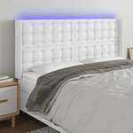 Vidaxl LED posteljno vzglavje belo 183x16x118/128 cm umetno usnje