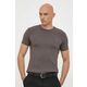 Kratka majica Trussardi moški, siva barva - siva. Kratka majica iz kolekcije Trussardi, izdelana iz elastične pletenine. Model iz zračne tkanine z visoko vsebnostjo bombaža.