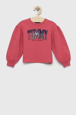 Otroški pulover Tommy Hilfiger roza barva - roza. Otroški pulover iz kolekcije Tommy Hilfiger. Model