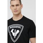 Bombažen t-shirt Rossignol črna barva - črna. T-shirt iz kolekcije Rossignol. Model izdelan iz tanke, rahlo elastične pletenine.