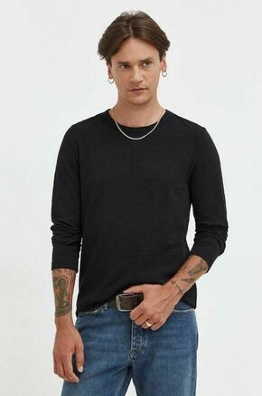 Bombažna majica z dolgimi rokavi Samsoe Samsoe črna barva - črna. Majica z dolgimi rokavi iz kolekcije Samsoe Samsoe. Model izdelan iz tanke