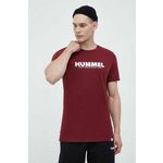 Bombažna kratka majica Hummel bordo barva - bordo. Kratka majica iz kolekcije Hummel, izdelana iz pletenine s potiskom. Model iz zračne bombažne tkanine.