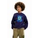 Otroški bombažen pulover Desigual mornarsko modra barva - mornarsko modra. Otroški pulover iz kolekcije Desigual. Model izdelan iz pletenine s potiskom.