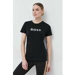 Bombažna kratka majica BOSS x Alica Schmidt črna barva - črna. Lahkotna kratka majica iz kolekcije BOSS. Model izdelan iz tanke, elastične pletenine. Nežen material, prijeten na dotik.