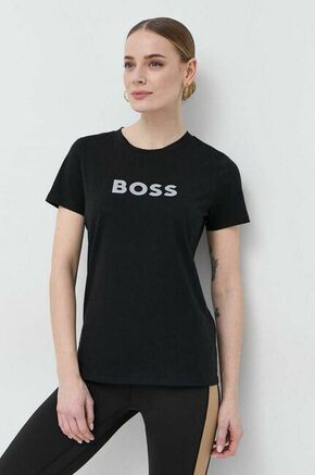 Bombažna kratka majica BOSS x Alica Schmidt črna barva - črna. Lahkotna kratka majica iz kolekcije BOSS. Model izdelan iz tanke