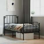 vidaXL Kovinski posteljni okvir z vzglavjem in vznožjem&nbsp;črn 80x200 cm