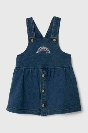 Otroška obleka United Colors of Benetton - modra. Za dojenčke obleka iz kolekcije United Colors of Benetton. Model izdelan iz elastične pletenine. Model iz izjemno udobne tkanine z visoko vsebnostjo bombaža.