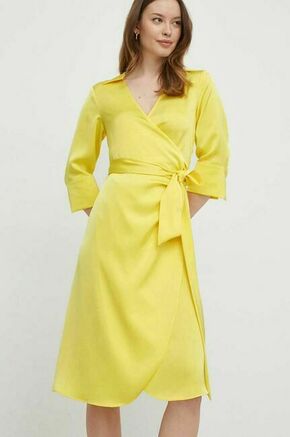 Obleka Joop! rumena barva - rumena. Obleka iz kolekcije Joop!. Model izdelan iz enobarvne tkanine. Model iz tanke