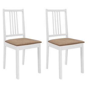 Greatstore Jedilni stoli z blazinami 2 kosa trden les beli