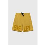 Otroške bombažne kratke hlače Sisley rumena barva - rumena. Otroški kratke hlače iz kolekcije Sisley, izdelane iz lahkega blaga. Model iz izjemno udobne bombažne tkanine.