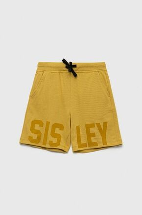 Otroške bombažne kratke hlače Sisley rumena barva - rumena. Otroški kratke hlače iz kolekcije Sisley