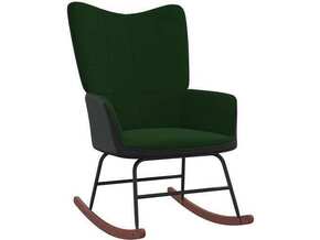 VIDAXL Gugalni stol temno zelen žamet in PVC