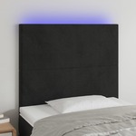 Greatstore LED posteljno vzglavje črno 100x5x118/128 cm žamet