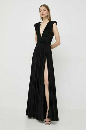 Obleka Elisabetta Franchi črna barva - črna. Obleka iz kolekcije Elisabetta Franchi. Model izdelan iz enobarvne pletenine. Izrazit model za posebne priložnosti.