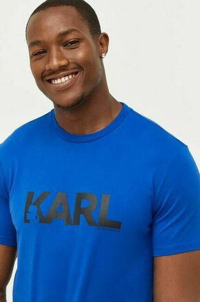 Bombažna kratka majica Karl Lagerfeld mornarsko modra barva - mornarsko modra. Kratka majica iz kolekcije Karl Lagerfeld. Model izdelan iz rahlo elastične pletenine.