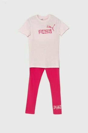 Otroški bombažen komplet Puma ANIMAL &amp; Leggings Set G roza barva - roza. Otroški komplet iz kolekcije Puma