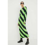 Obleka Samsoe Samsoe zelena barva - zelena. Obleka iz kolekcije Samsoe Samsoe. Model izdelan iz vzorčastega materiala. Model iz izjemno udobne tkanine z visoko vsebnostjo viskoze.